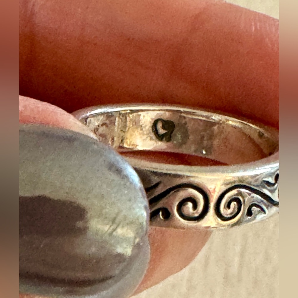 Brighton sterling silver scroll band with citrine Swarovski crystal size 5 - Picture 6 of 7